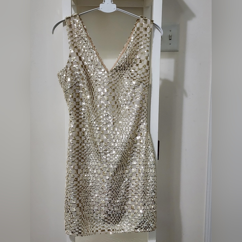 Chelsea & Violet gold sequin dress
